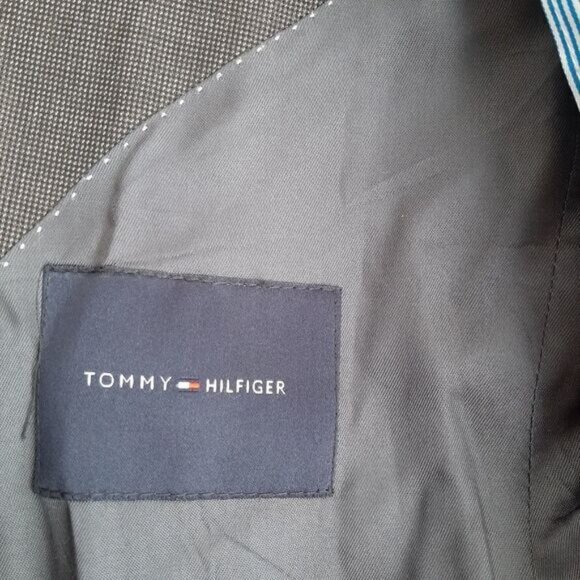 TOMMY HILFIGER 100% Wool Blazer Jacket Pin-Stripe Gray Men's Sz 42 L - Picture 12 of 14
